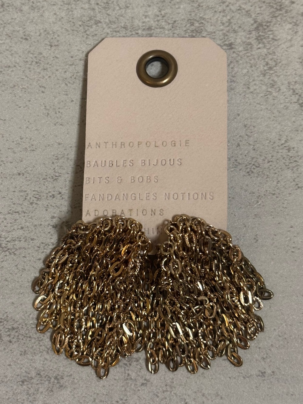 Anthropologie Gold Chain Mesh Earrings